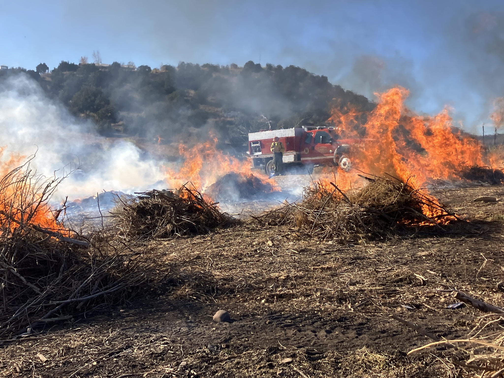 Madrid District Weed Pile Burn: Wildland Training for Newest Members